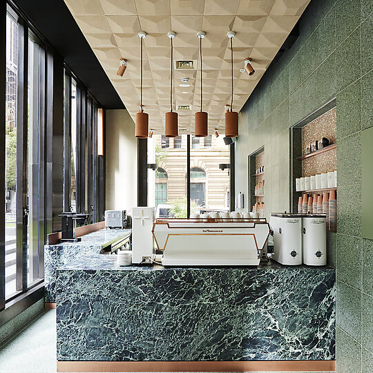 Interior photograph of First Love Coffee by Rebecca Newman