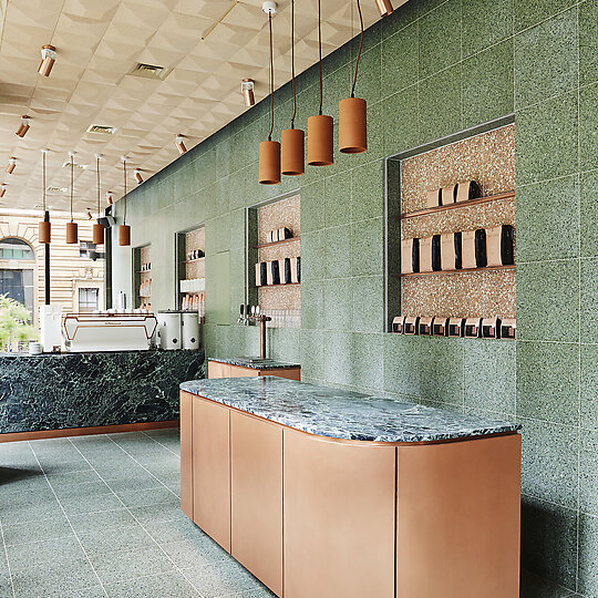 Interior photograph of First Love Coffee by Rebecca Newman