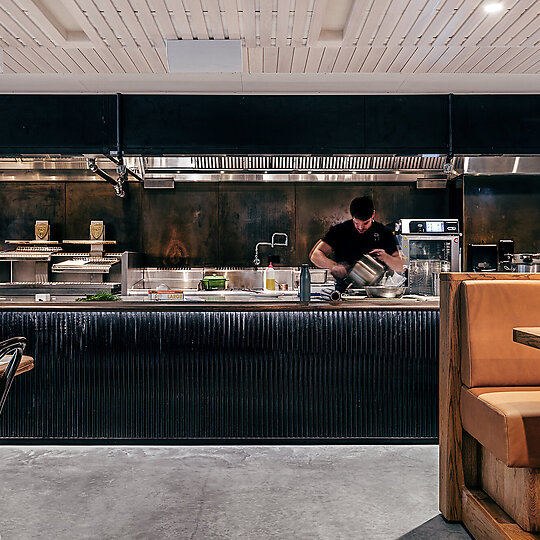 Interior photograph of LOULOU BISTRO, BOULANGERIE & TRAITEUR by William Labourier