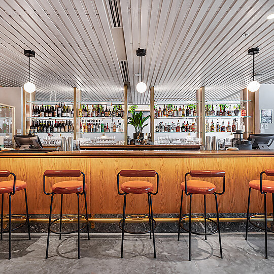 Interior photograph of LOULOU BISTRO, BOULANGERIE & TRAITEUR by William Labourier
