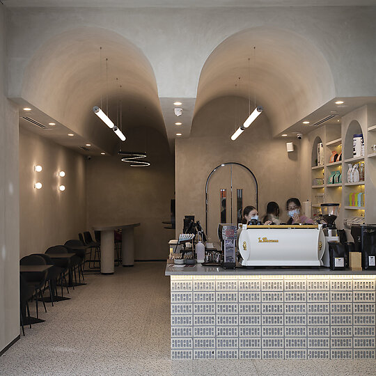 Interior photograph of O’Gabee & Co Coffee Roastery by Mindi Cooke
