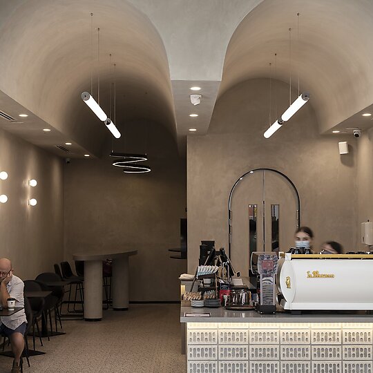 Interior photograph of O’Gabee & Co Coffee Roastery by Mindi Cooke