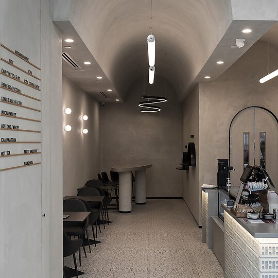Interior photograph of O’Gabee & Co Coffee Roastery by Mindi Cooke