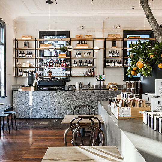 Interior photograph of Tom's Providore & Wine Bar by Ross Wallace Photography