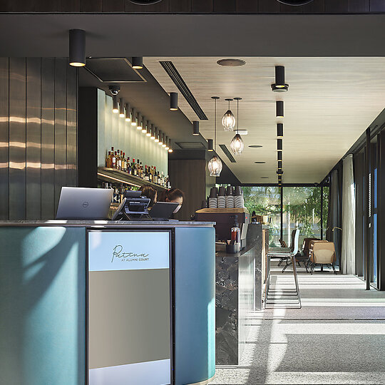 Interior photograph of Patina at Alumni Court by Scott Burrows