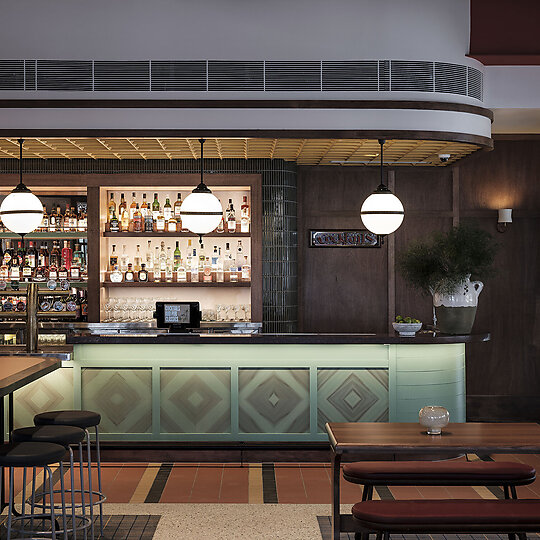 Interior photograph of Woolly Bay Hotel by Tom Ferguson