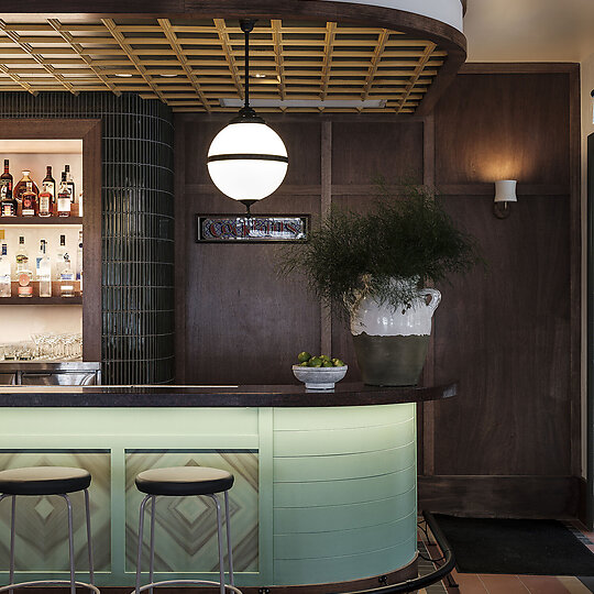Interior photograph of Woolly Bay Hotel by Tom Ferguson