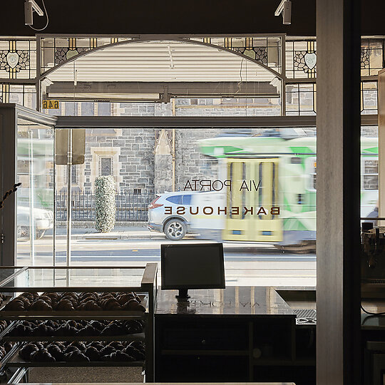 Interior photograph of Via Porta Bakehouse by Sean Fennessy 