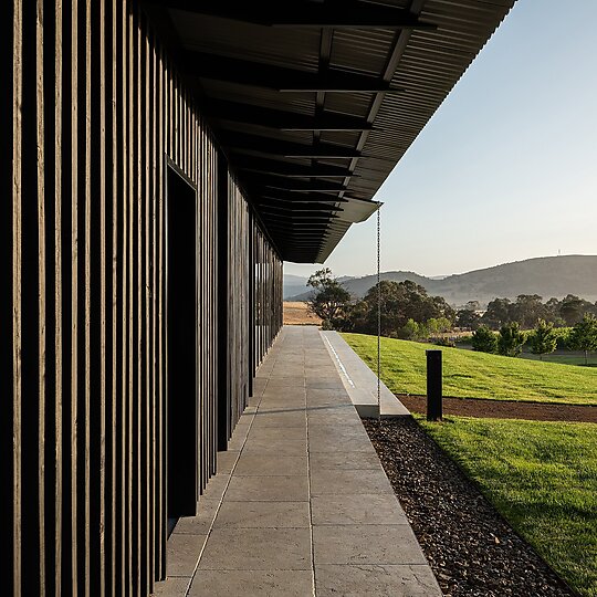 Interior photograph of Tolpuddle Tasting Pavilion by Adam Gibson