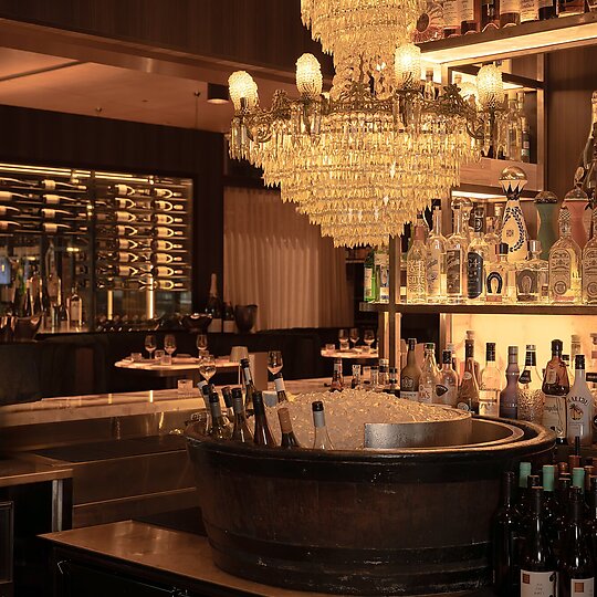 Interior photograph of Cru Bar and Cellar by Tom Blessing Studio