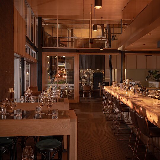 Interior photograph of Cru Bar and Cellar by Tom Blessing Studio
