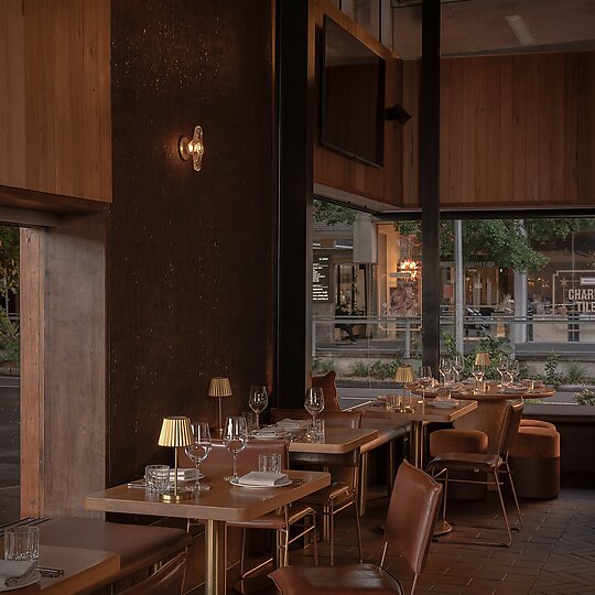 Interior photograph of Cru Bar and Cellar by Tom Blessing Studio